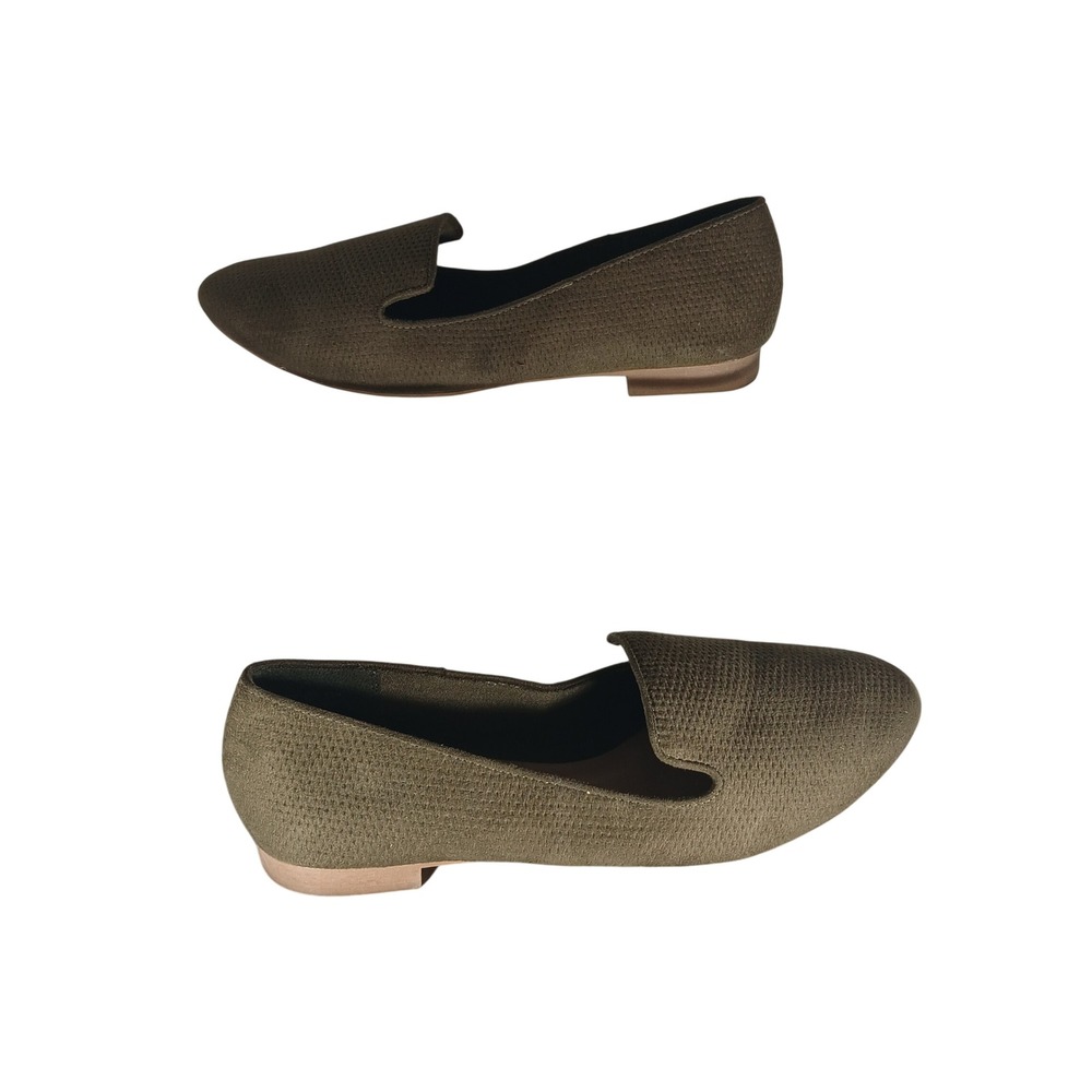 Fioni Womens Olive Green Textured‎ Fabric Loafers Flats Size 6.5W 172140